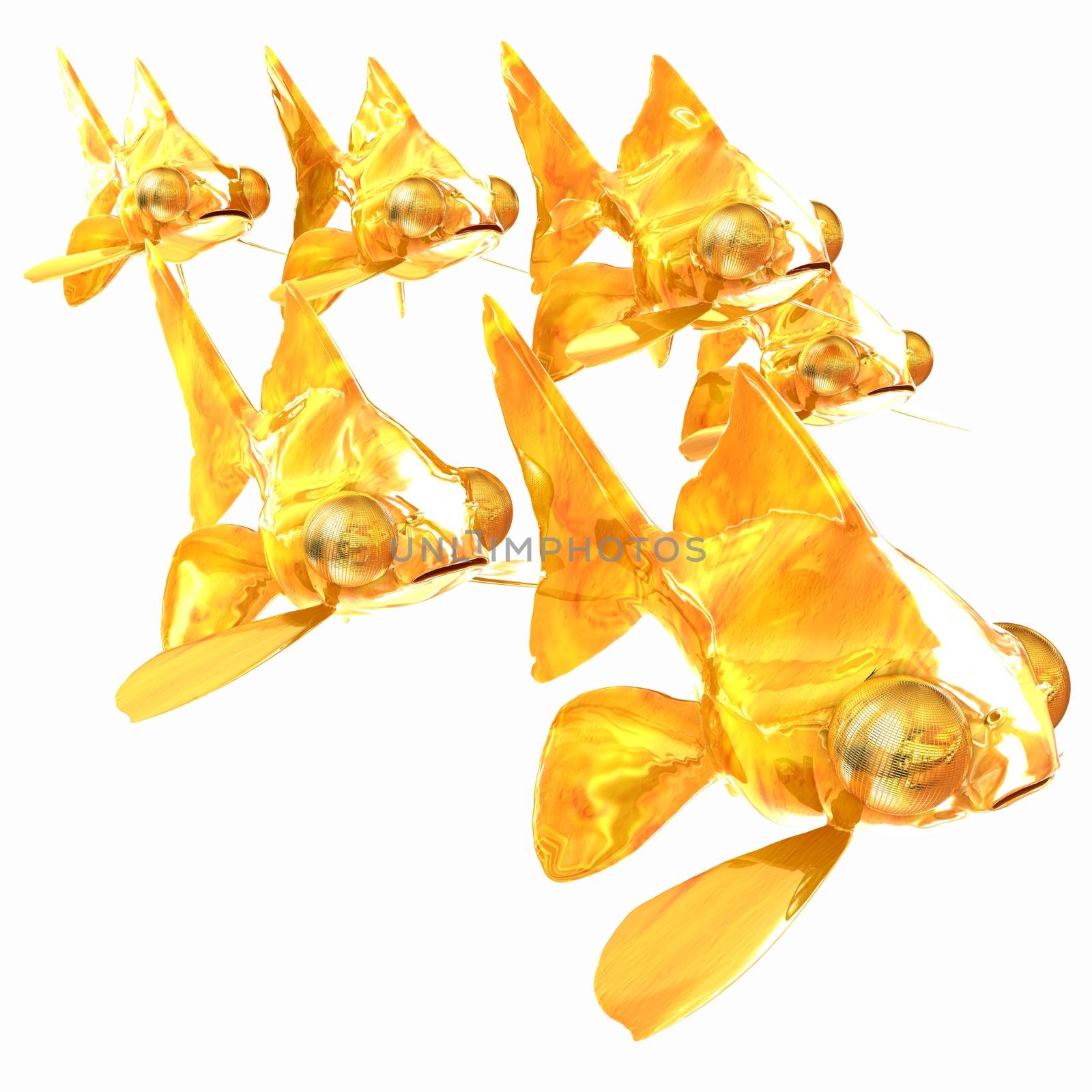 Gold fishes. Isolation on a white background 