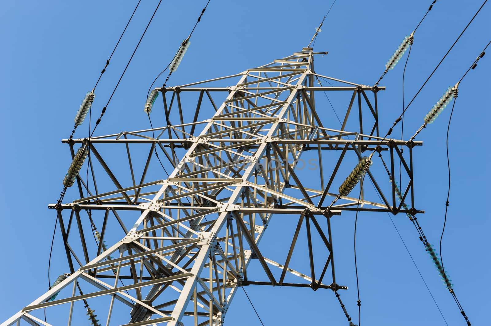 high voltage electric power lines on pylons