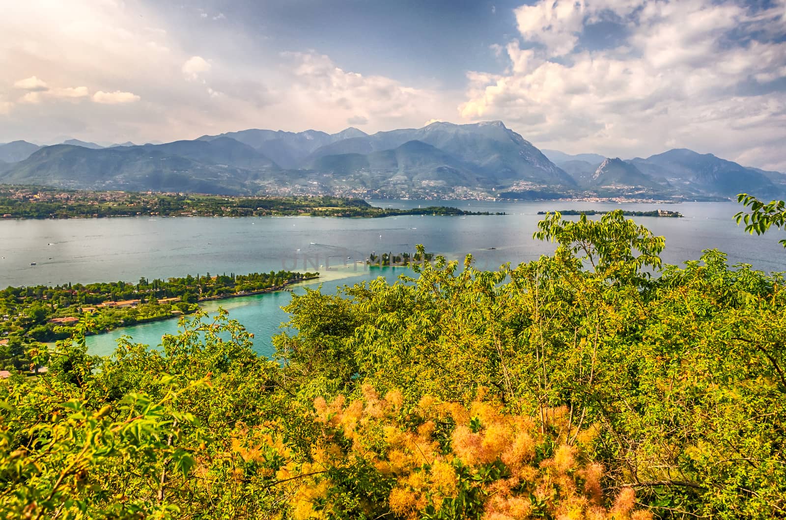 Panoramic View from the Manerba Rock on Lake Garda, Italy