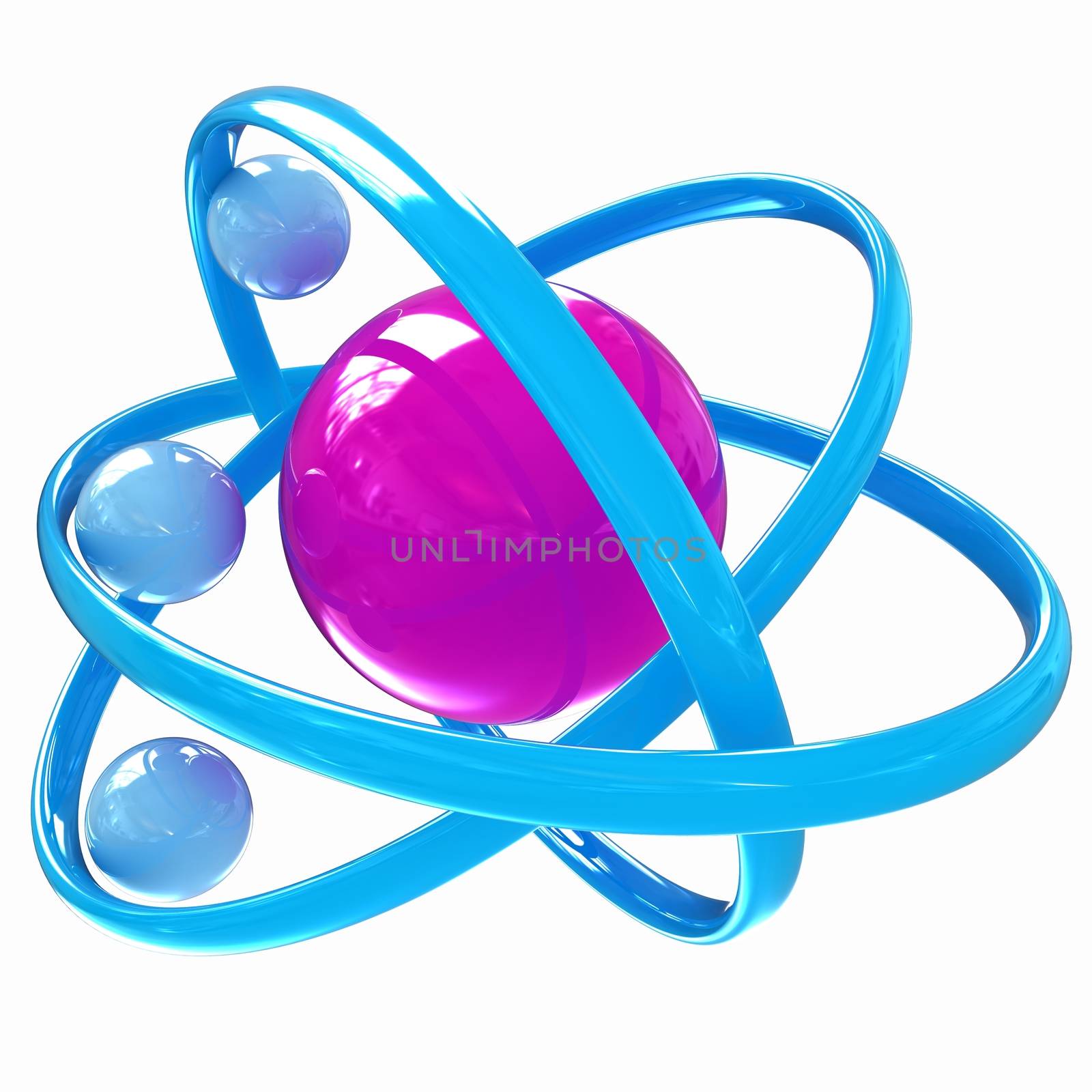 3d atom isolated on white background 