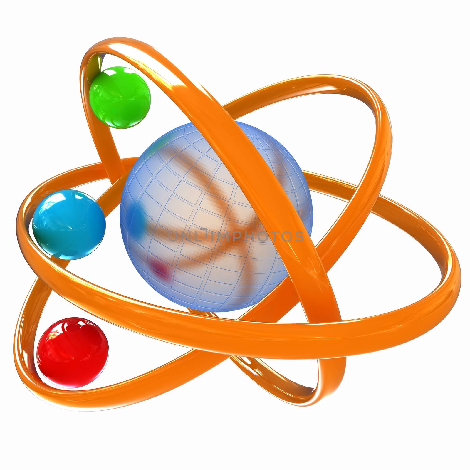 3d atom isolated on white background 