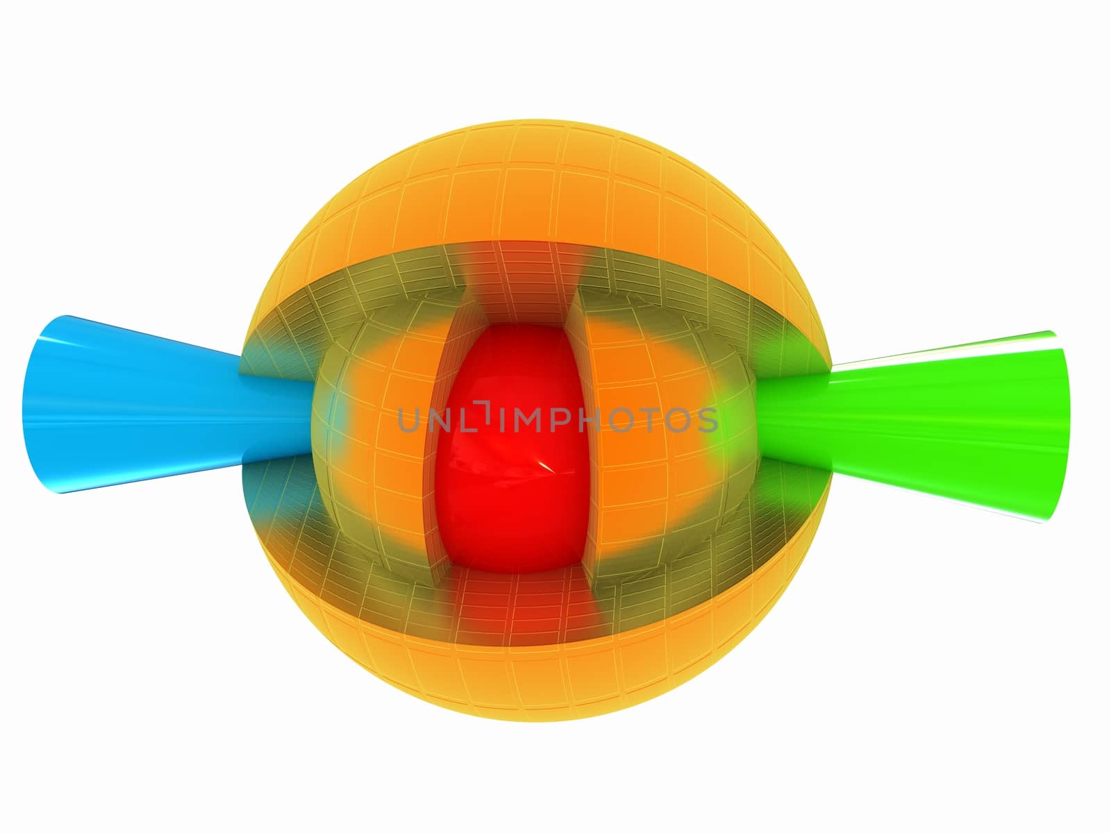 3d atom isolated on white background. Abstract model