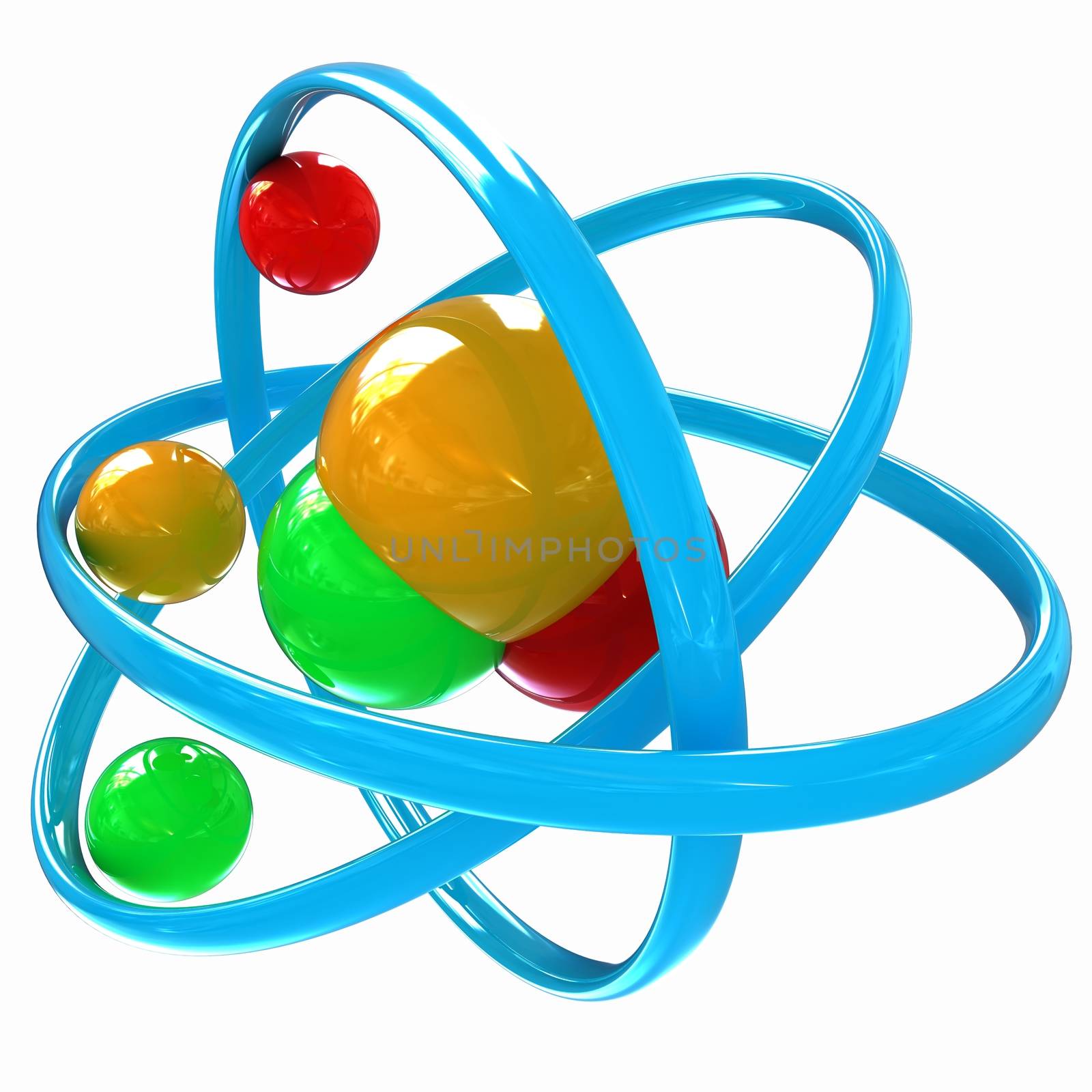 3d illustration of a water molecule isolated on white background