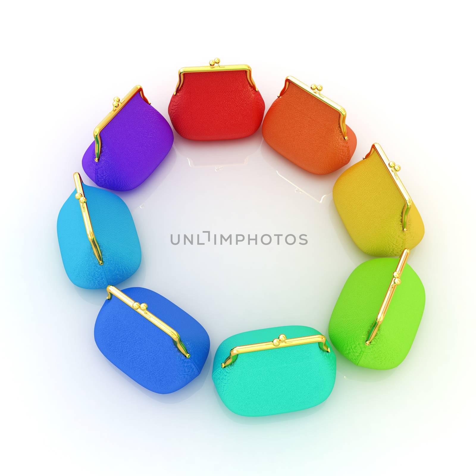 Leather purse on a white background. Investments concept