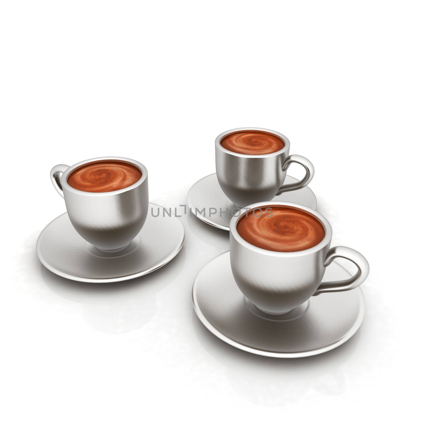 Coffee cups on saucer on a white background