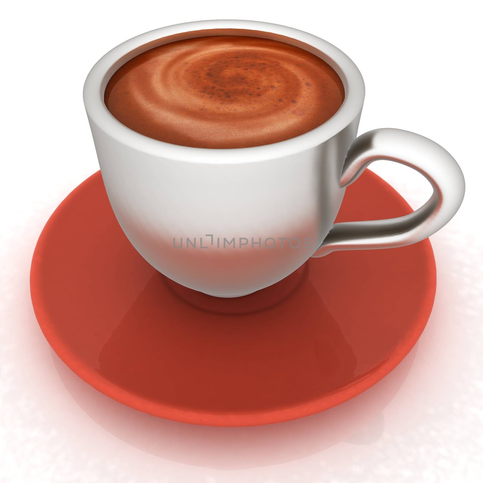 Coffee cup on saucer on a white background