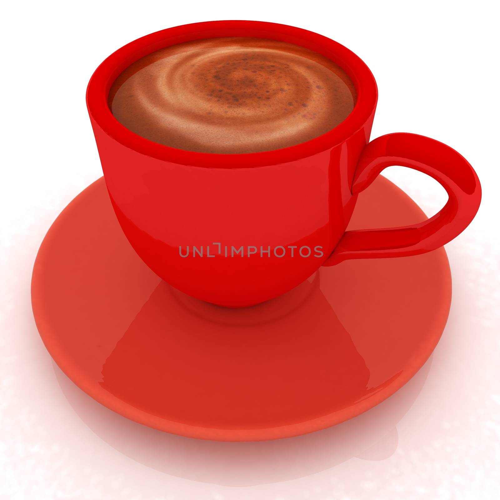 Coffee cup on saucer on a white background