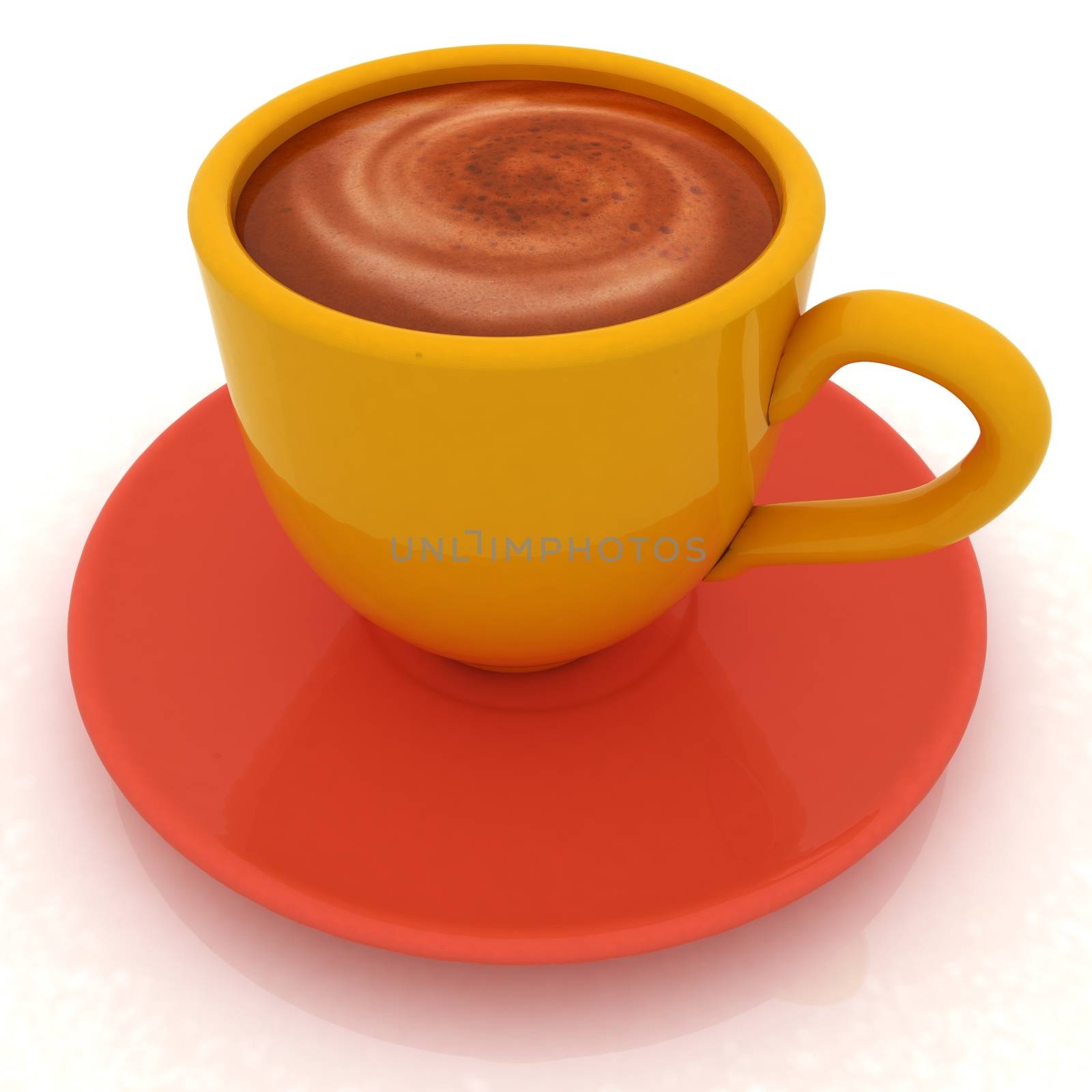 Coffee cup on saucer on a white background