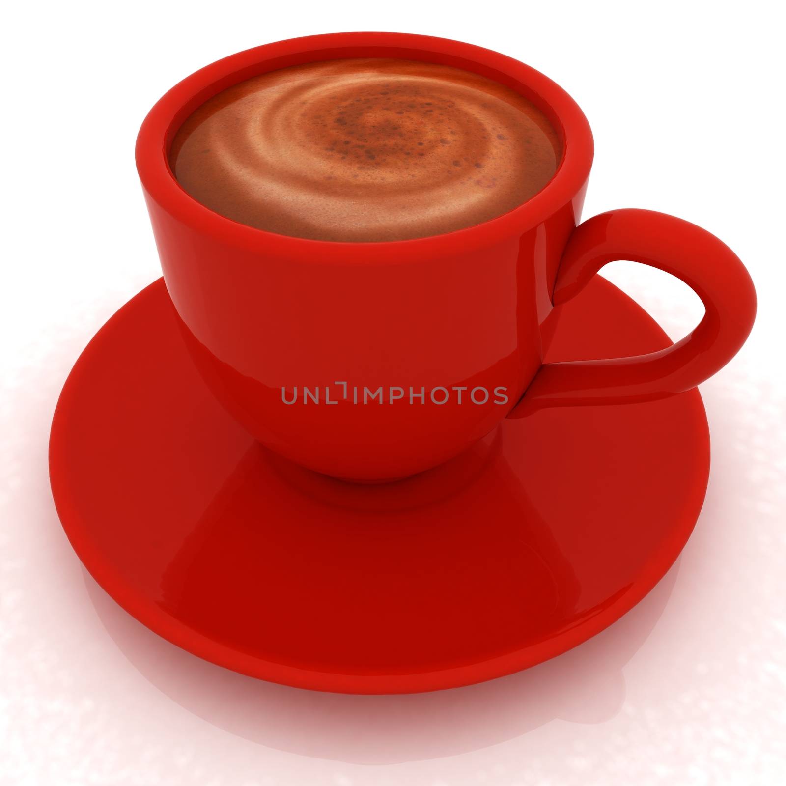 Coffee cup on saucer on a white background