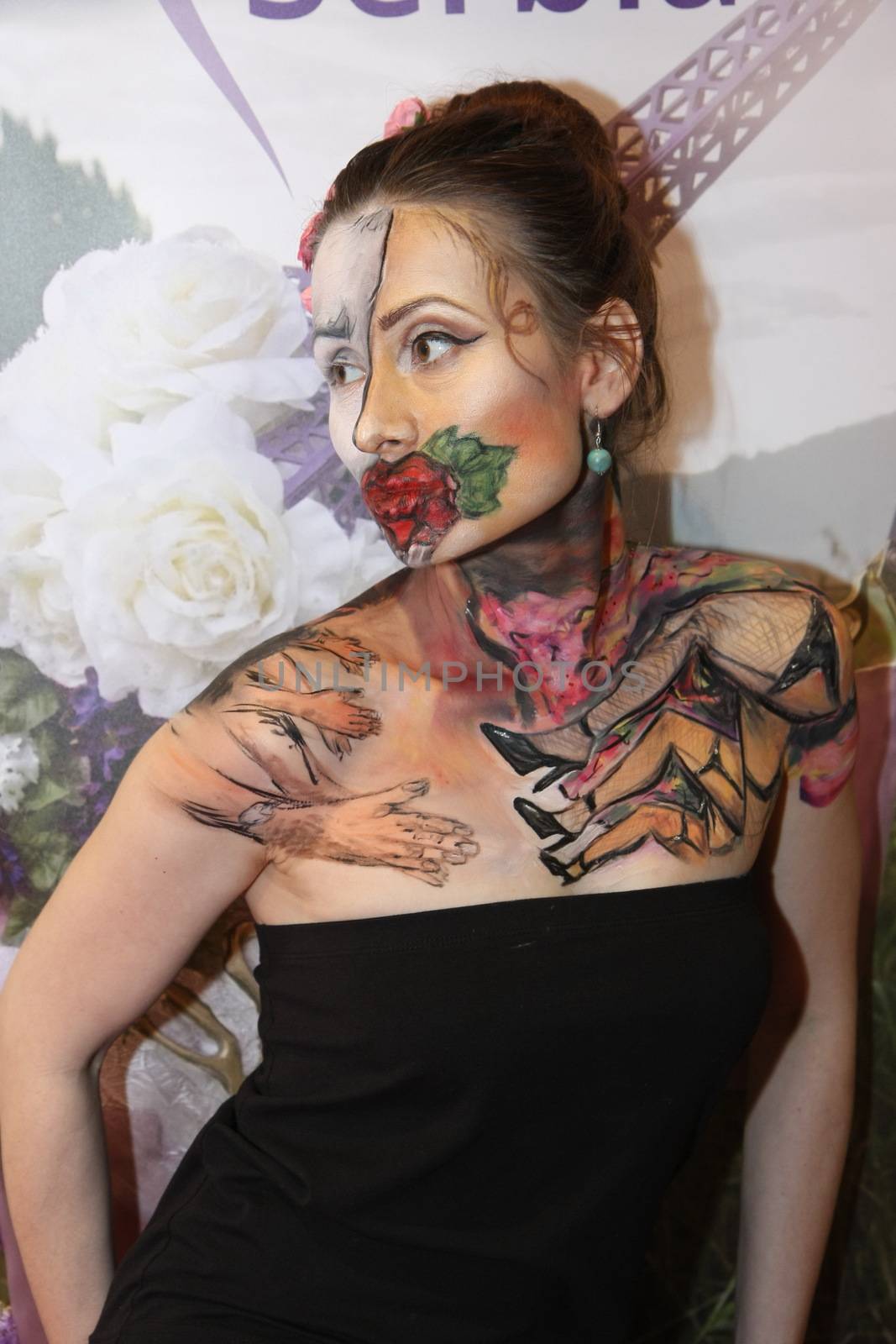 Body art at 23th iinternational fair and congress of cosmetics, solarium, equipment, wellness, spa and hair care, the largest beauty fair in South-east Europe, The touch of Paris, 26th and 27th April 2014. Belgrade,Serbia
