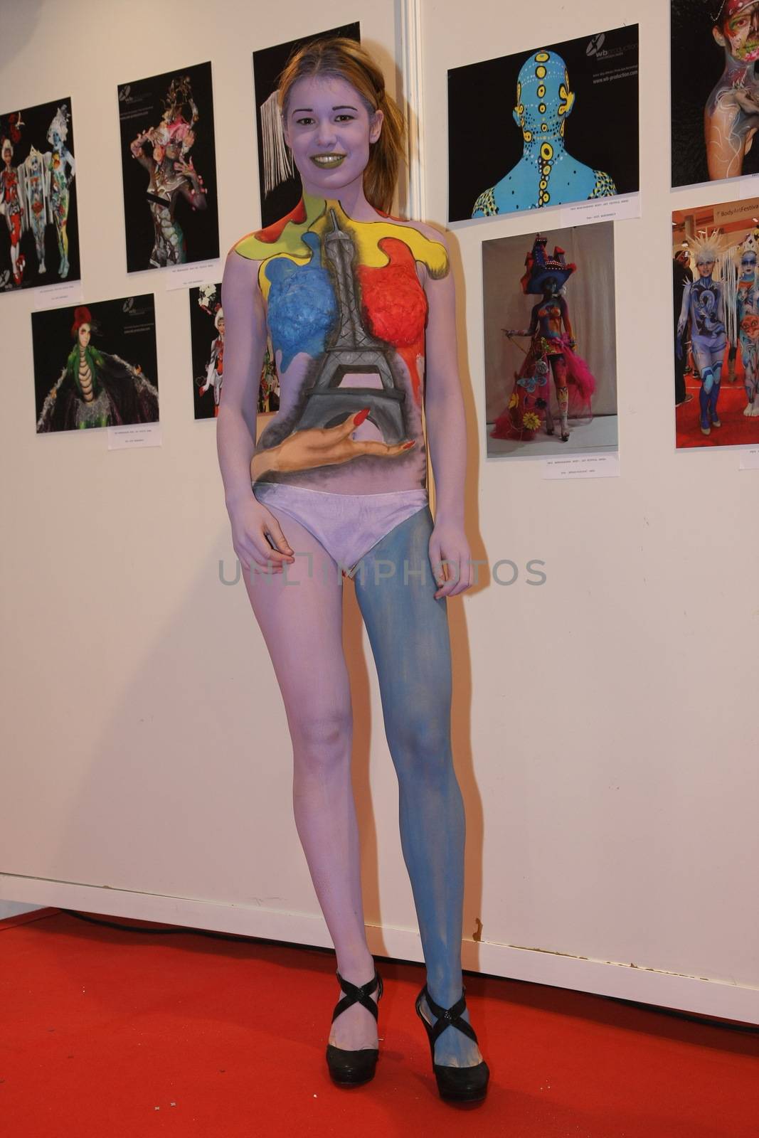 Body art at 23th iinternational fair and congress of cosmetics, solarium, equipment, wellness, spa and hair care, the largest beauty fair in South-east Europe, The touch of Paris, 26th and 27th April 2014. Belgrade,Serbia