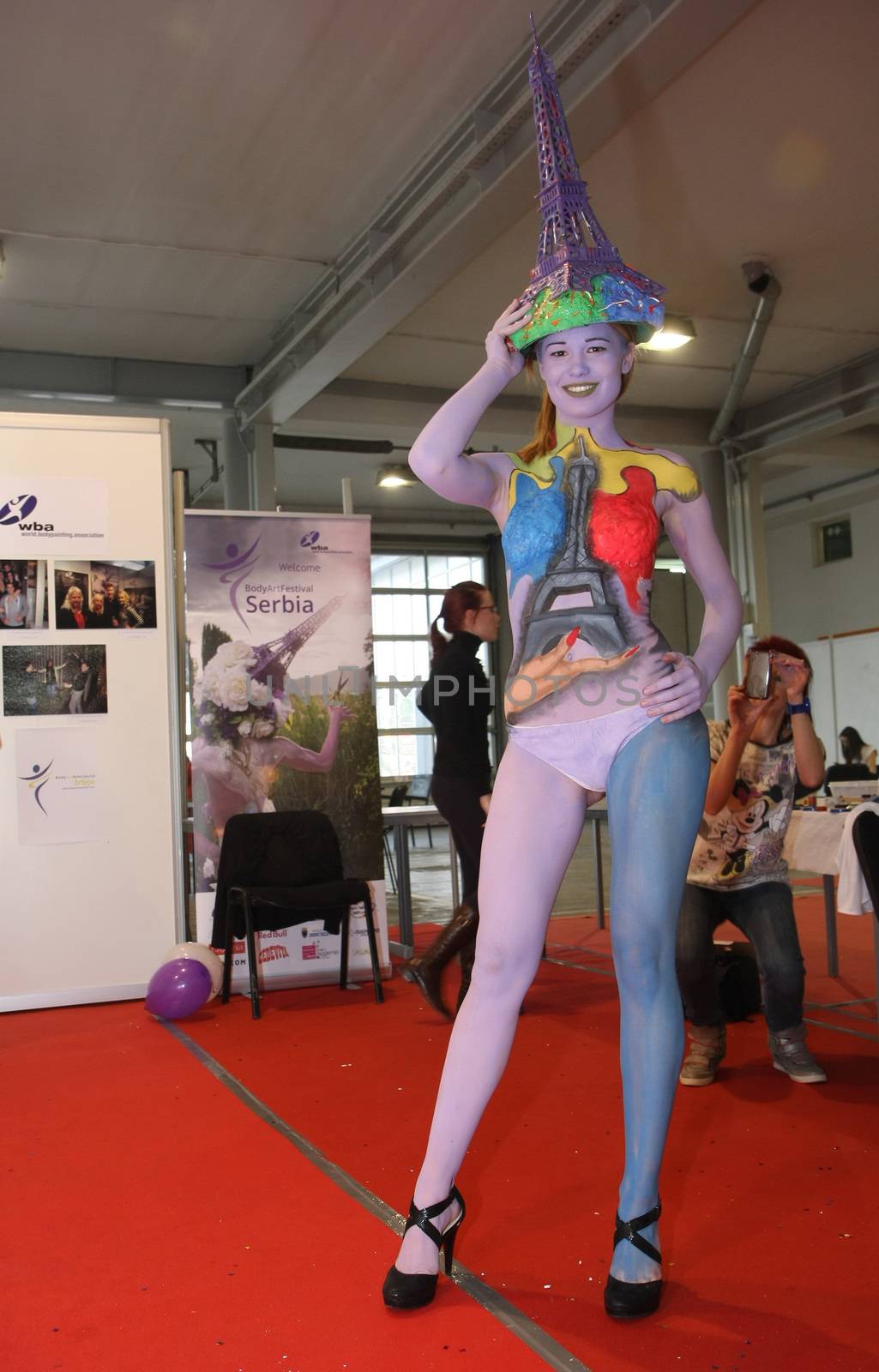 Body art at 23th iinternational fair and congress of cosmetics, solarium, equipment, wellness, spa and hair care, the largest beauty fair in South-east Europe, The touch of Paris, 26th and 27th April 2014. Belgrade,Serbia
