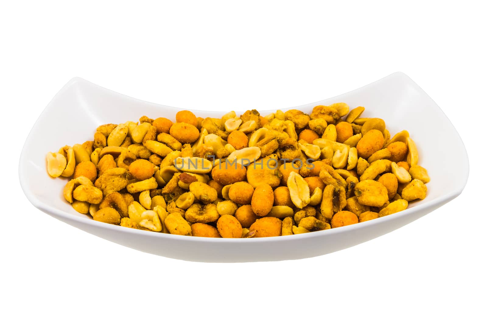 A bowl with salted and roasted peanuts and corn seeds by huntz