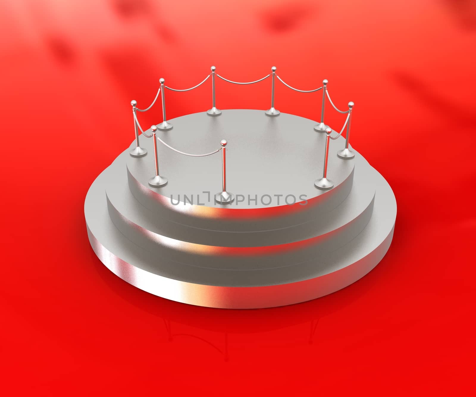 3D podium on red background 