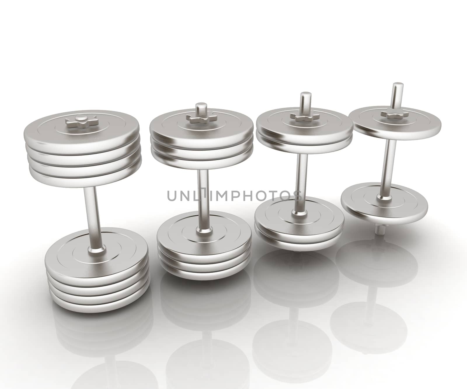 Metalll dumbbells on a white background