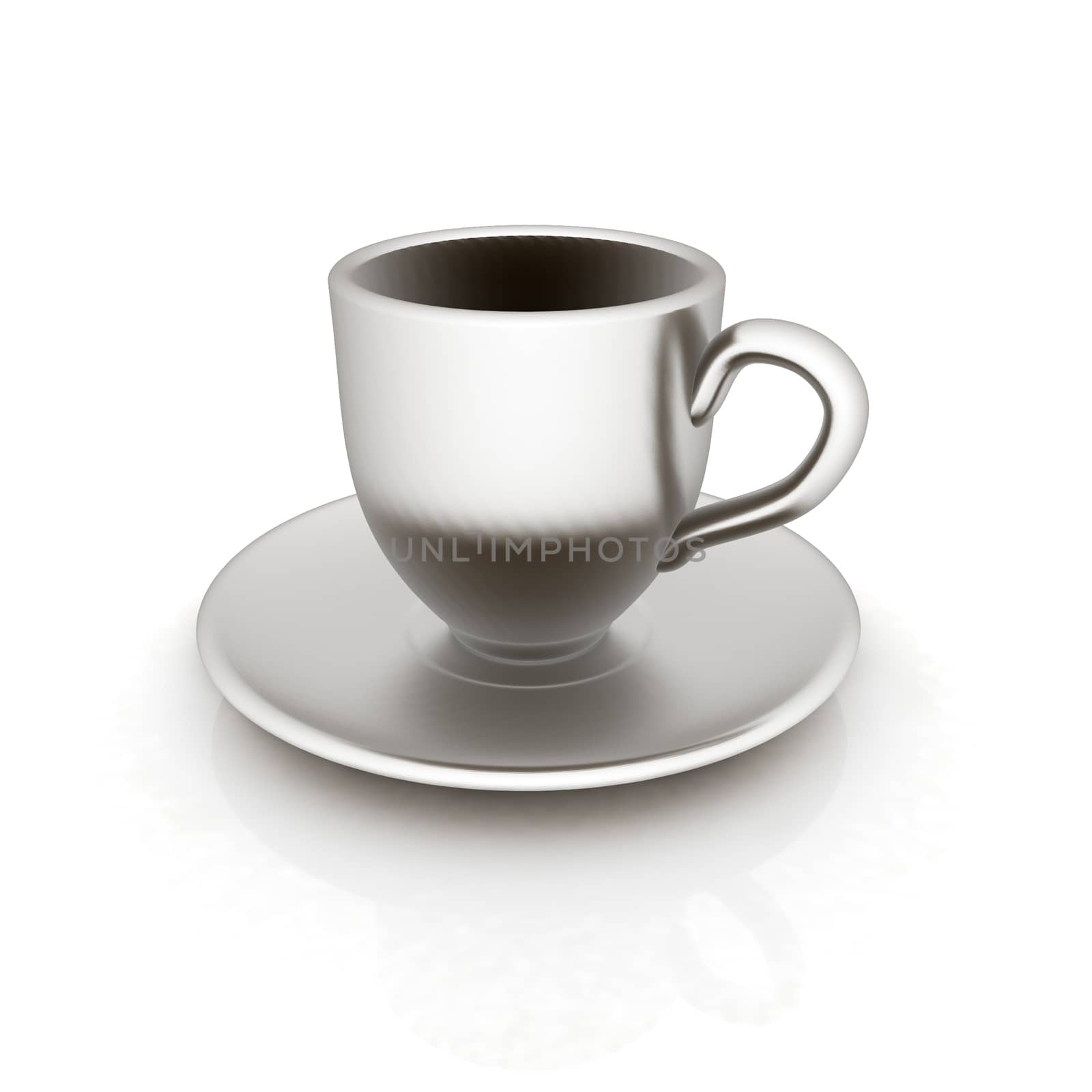 Cup on a saucer on white background