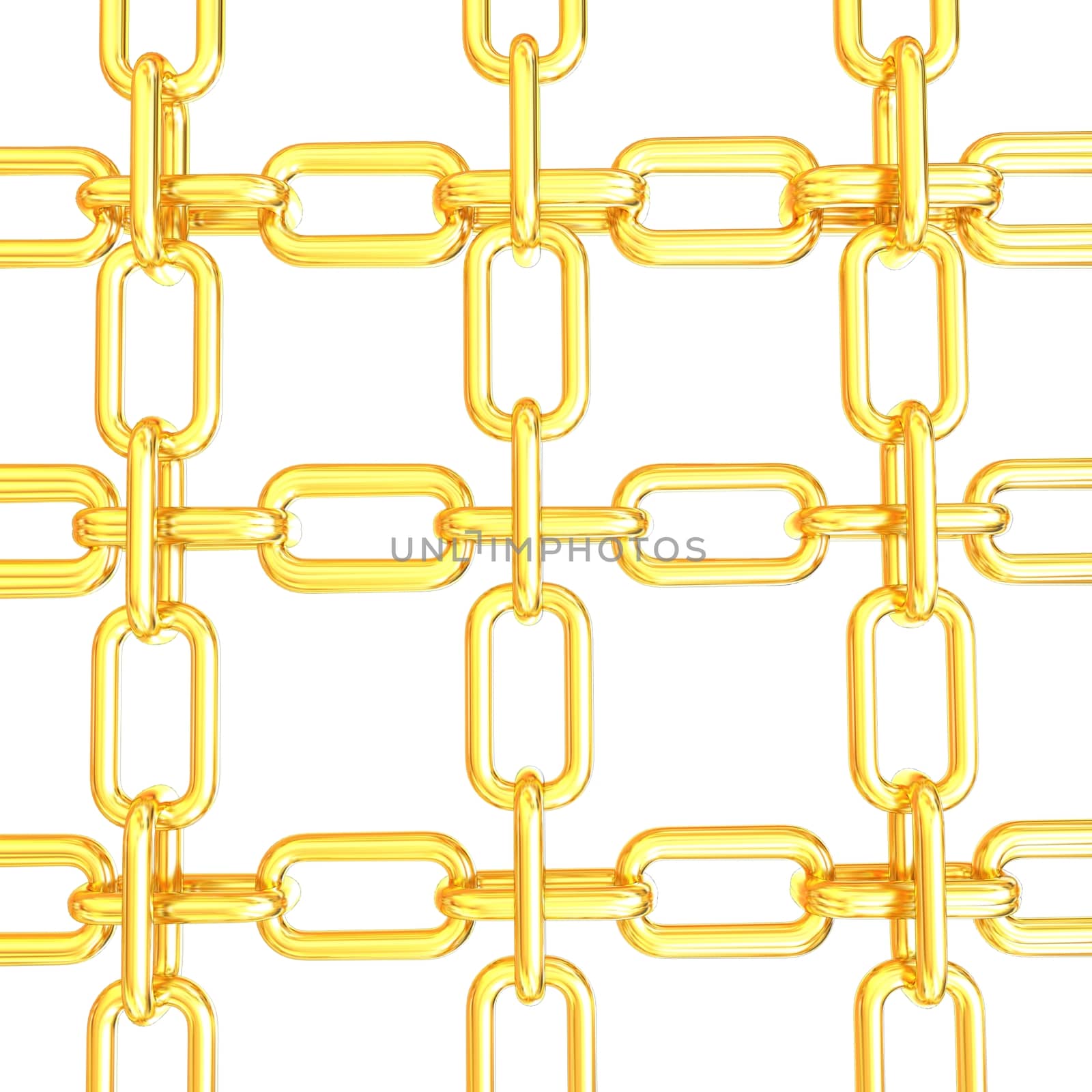 Gold chains isolated on white background