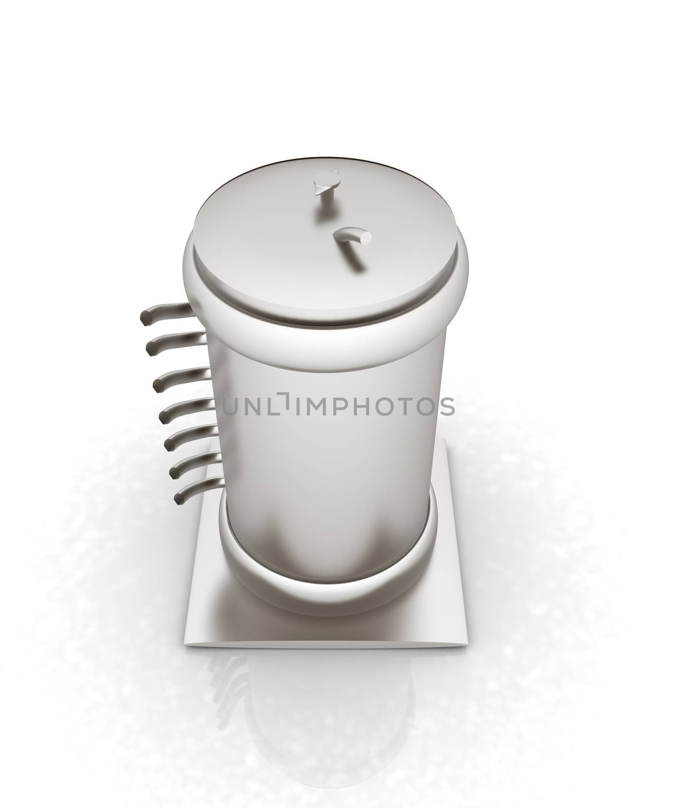 3d abstract metal pressure vessel on white background