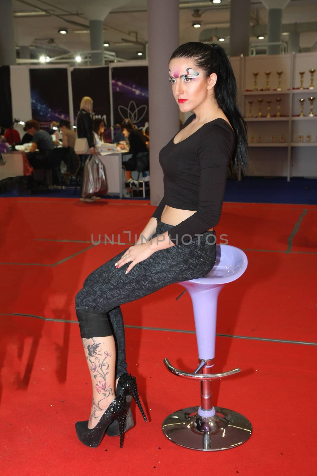 Body art at 23th iinternational fair and congress of cosmetics, solarium, equipment, wellness, spa and hair care, the largest beauty fair in South-east Europe, The touch of Paris, 26th and 27th April 2014. Belgrade,Serbia