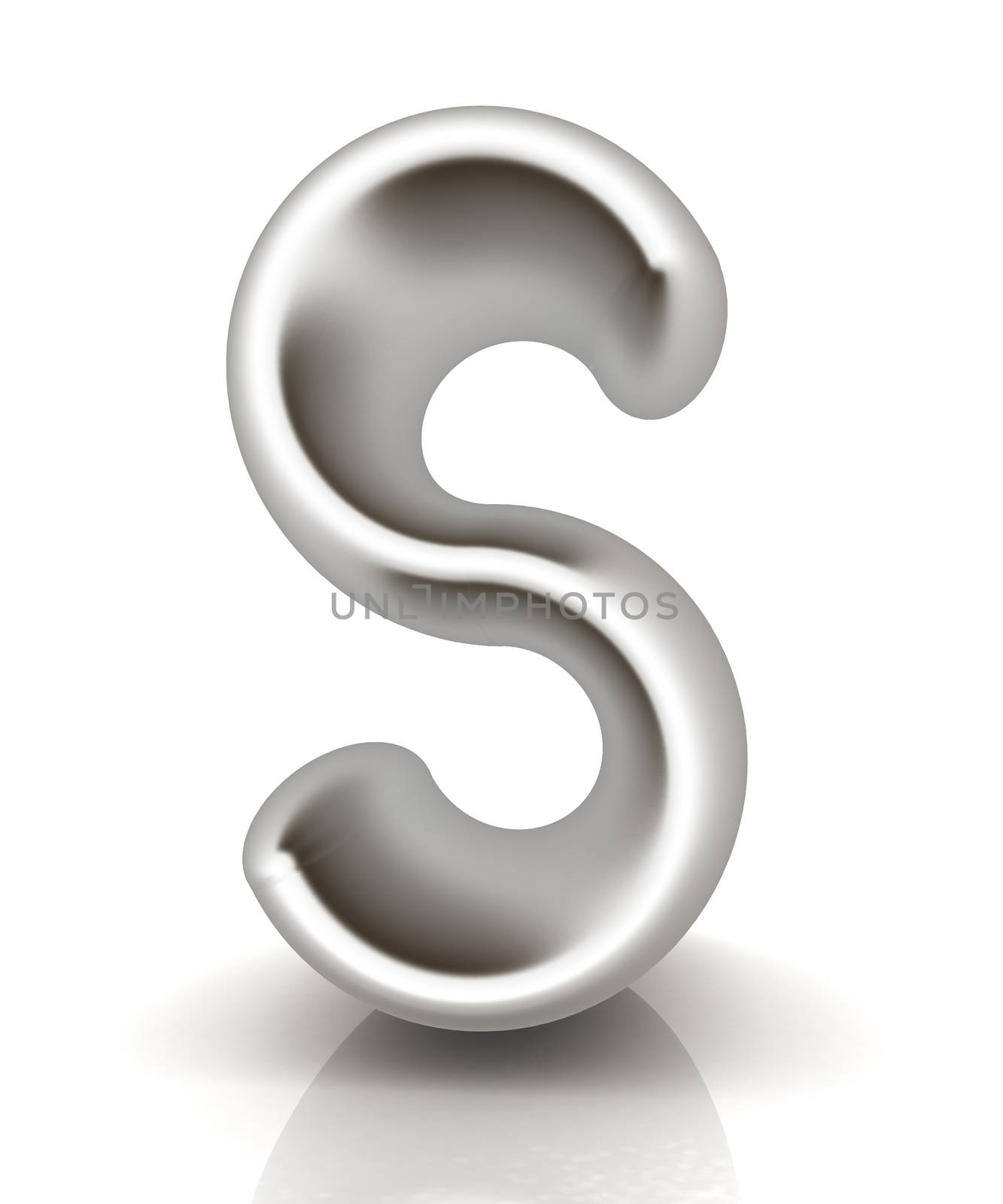 3D metall letter "S" isolated on white 