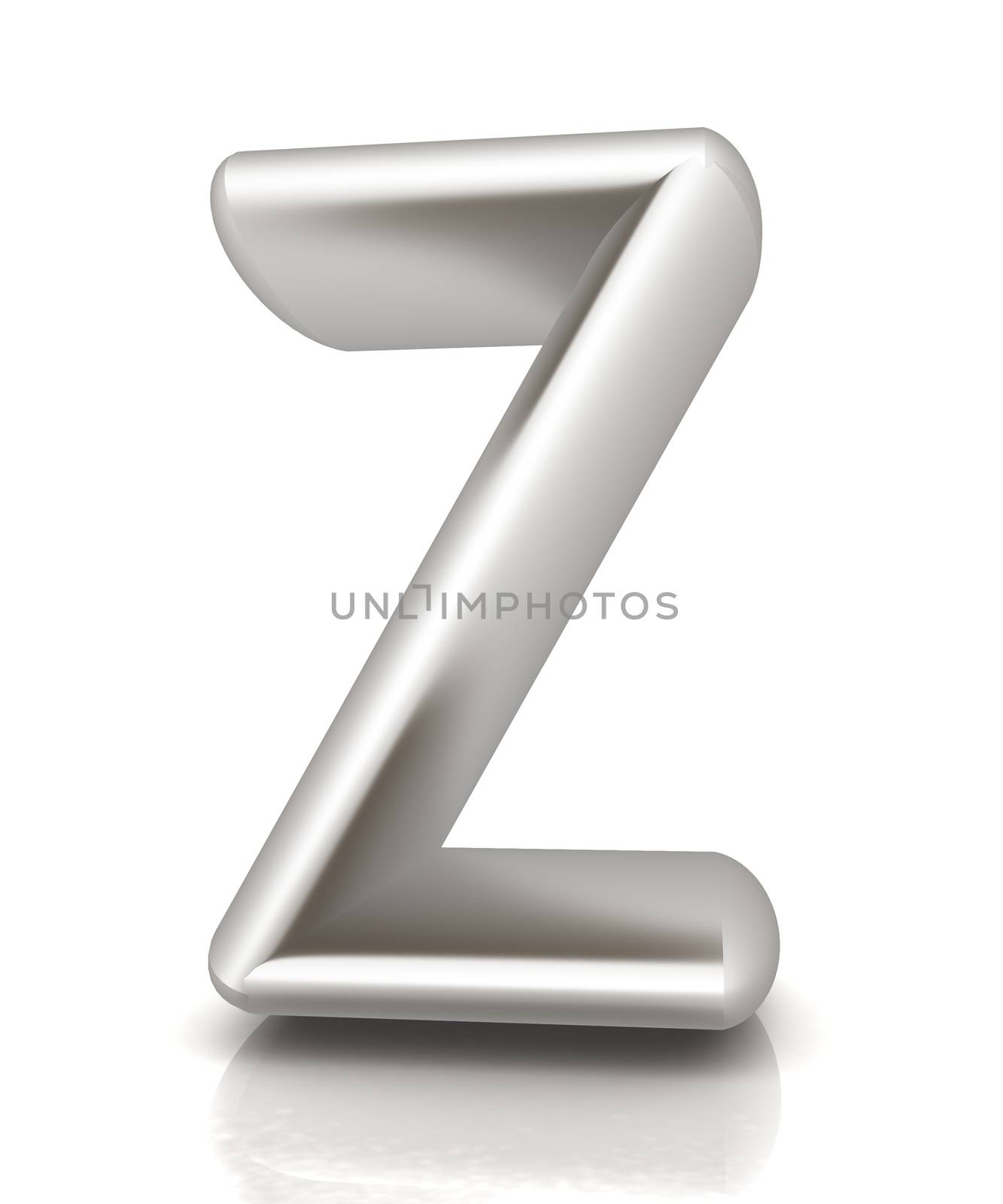 3D metall letter "Z" isolated on white 