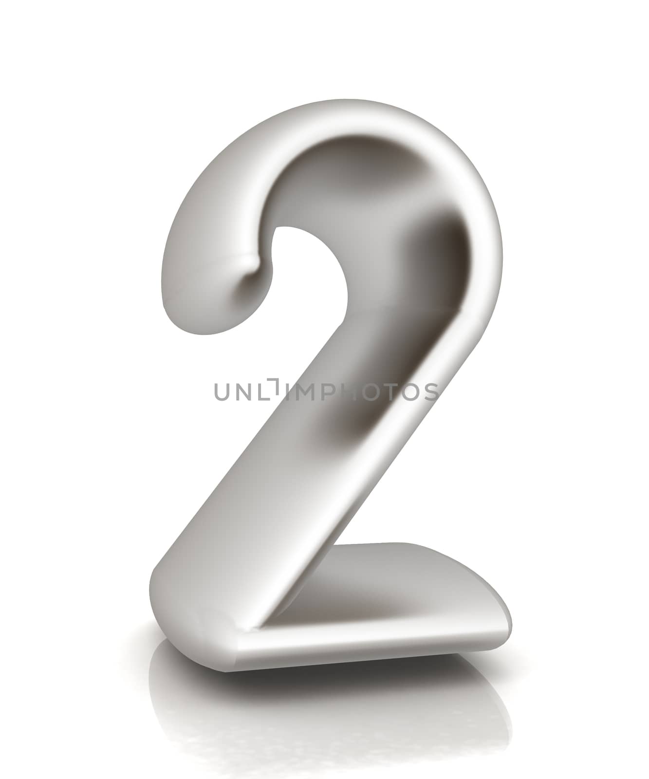 Number "2"- two on white background