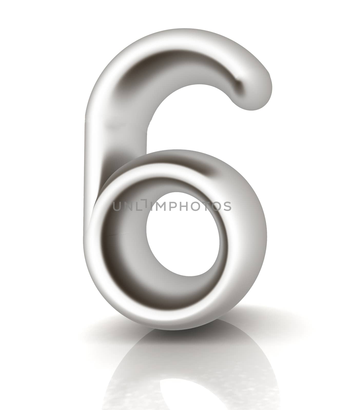 Number "6"- six on white background