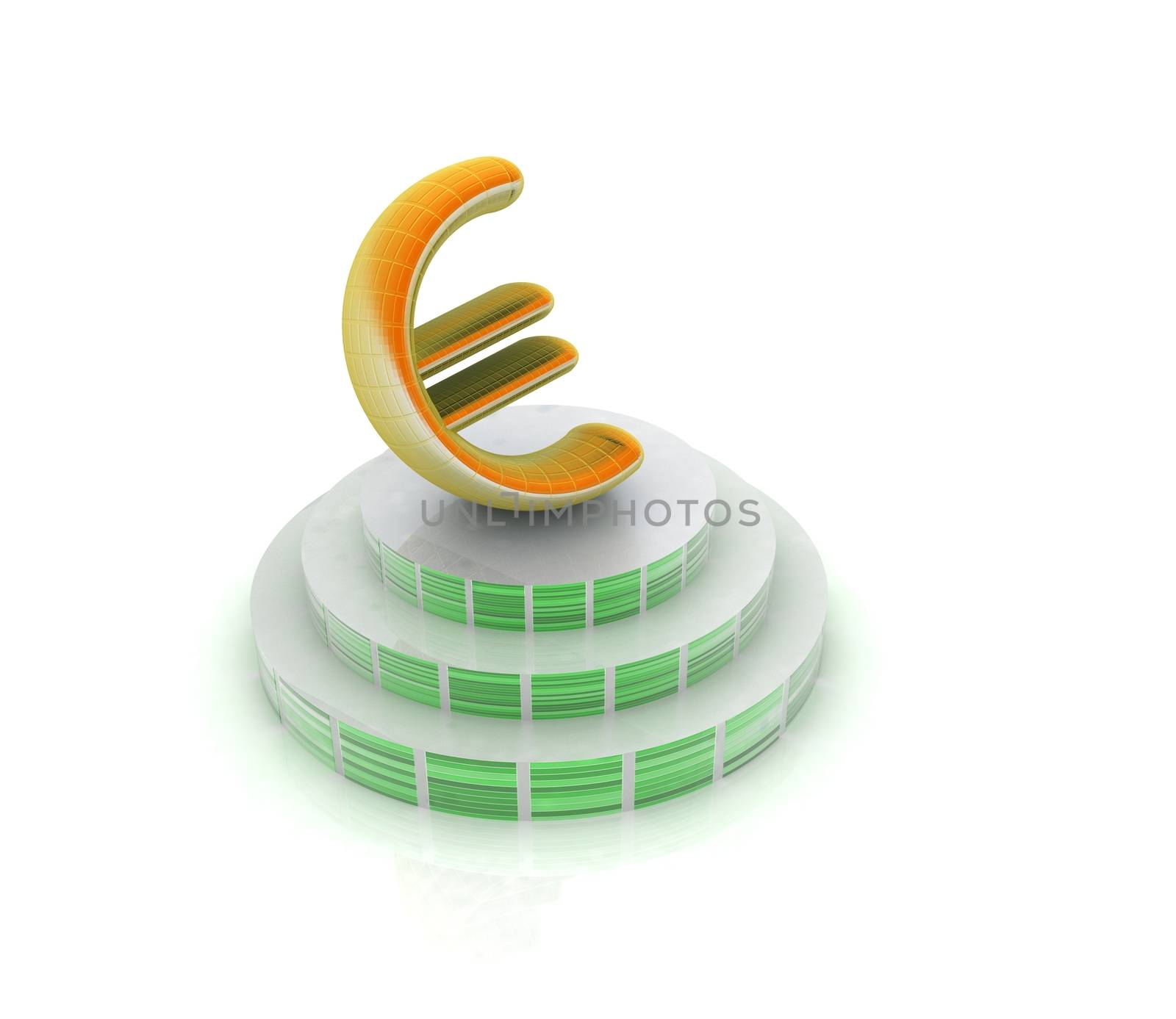 icon euro sign on podium on a white background 