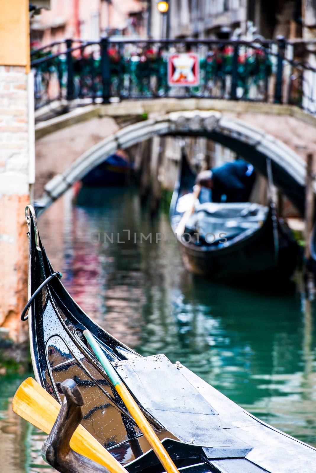 beautiful romantic Venetian scenery with gondola