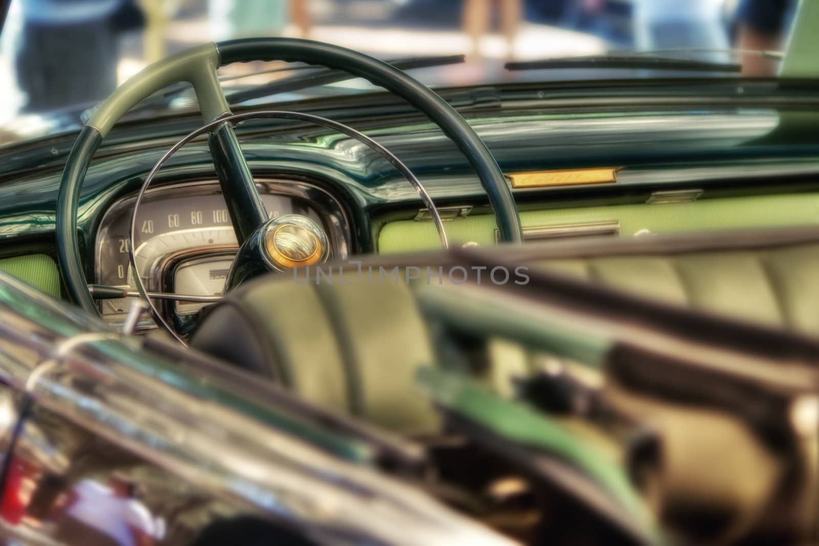 Classic car interior detail, shallow DOF photo