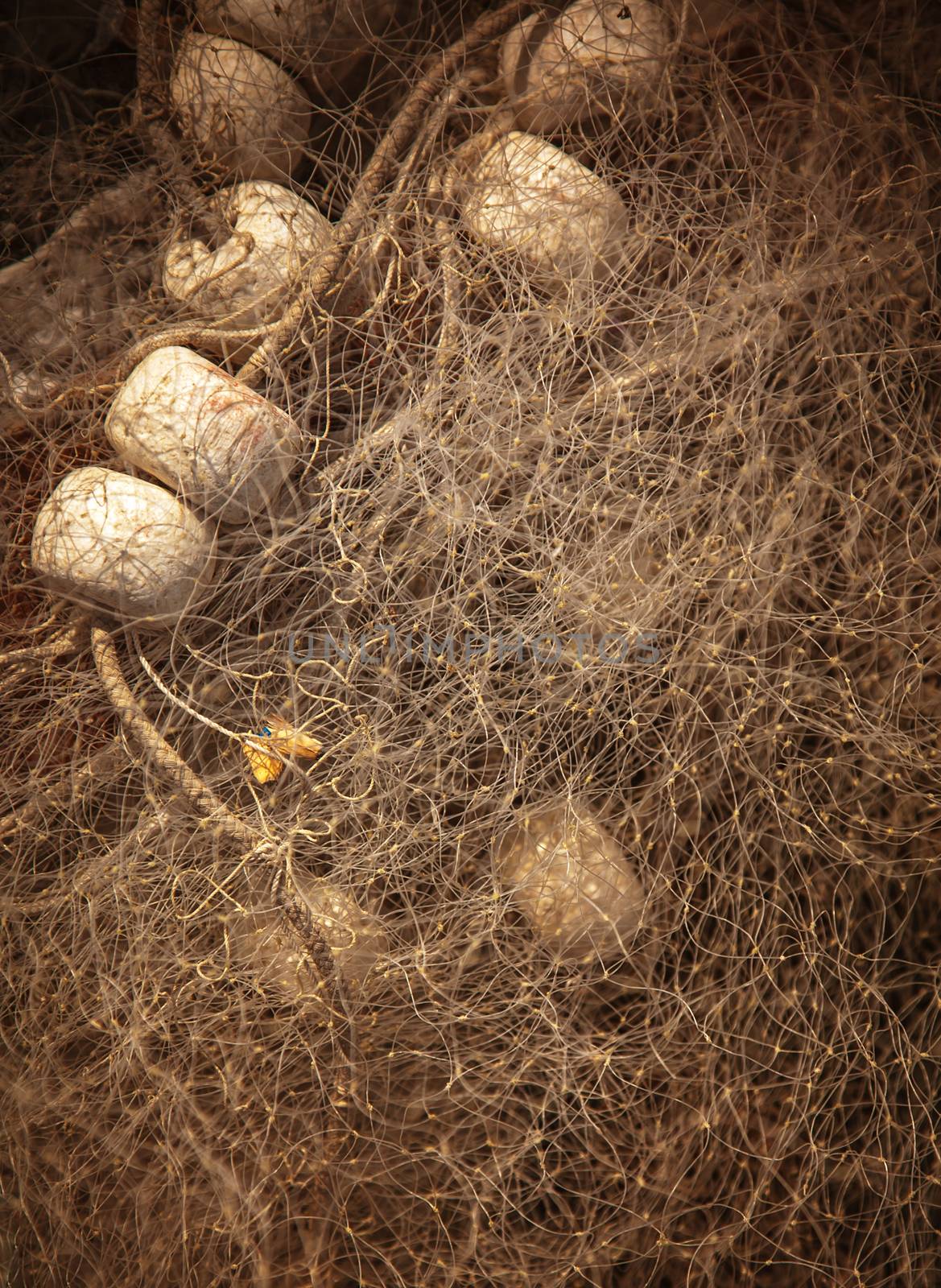 Fishing net background, artistic toned by Lizard