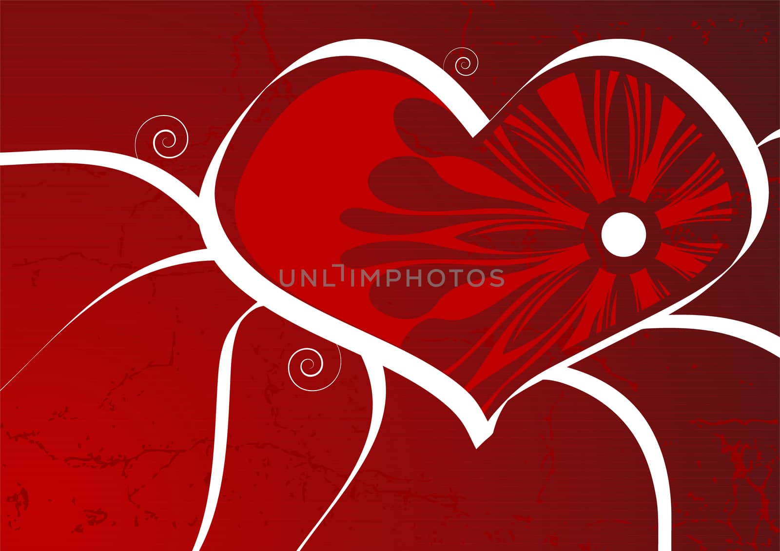 Grunge editable vector Valentines background , red heart
