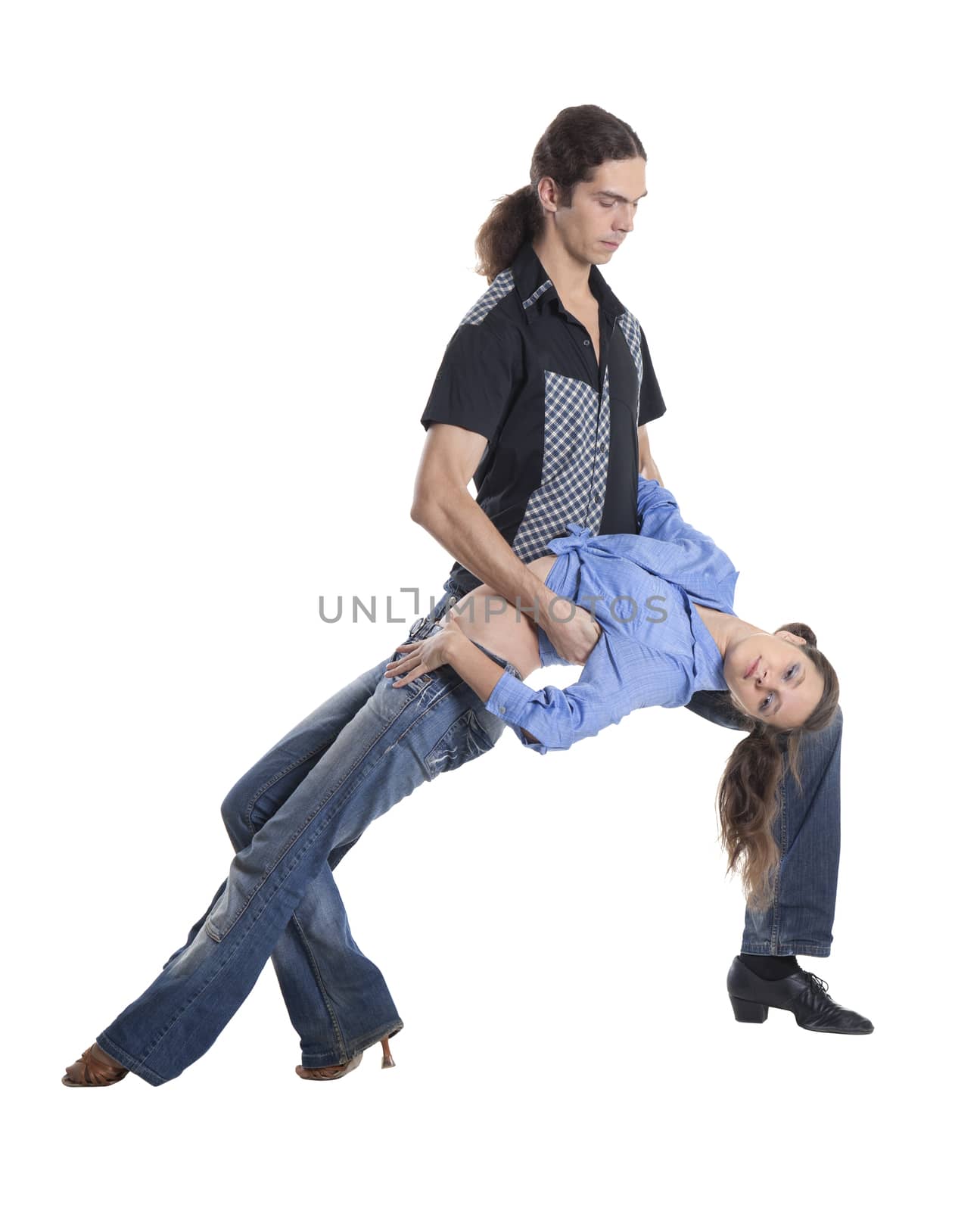 Dancing couple isolated over white background