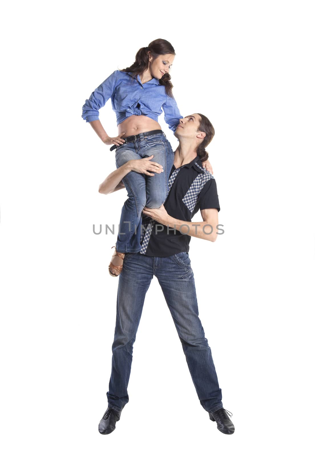 Dancing couple isolated over white background