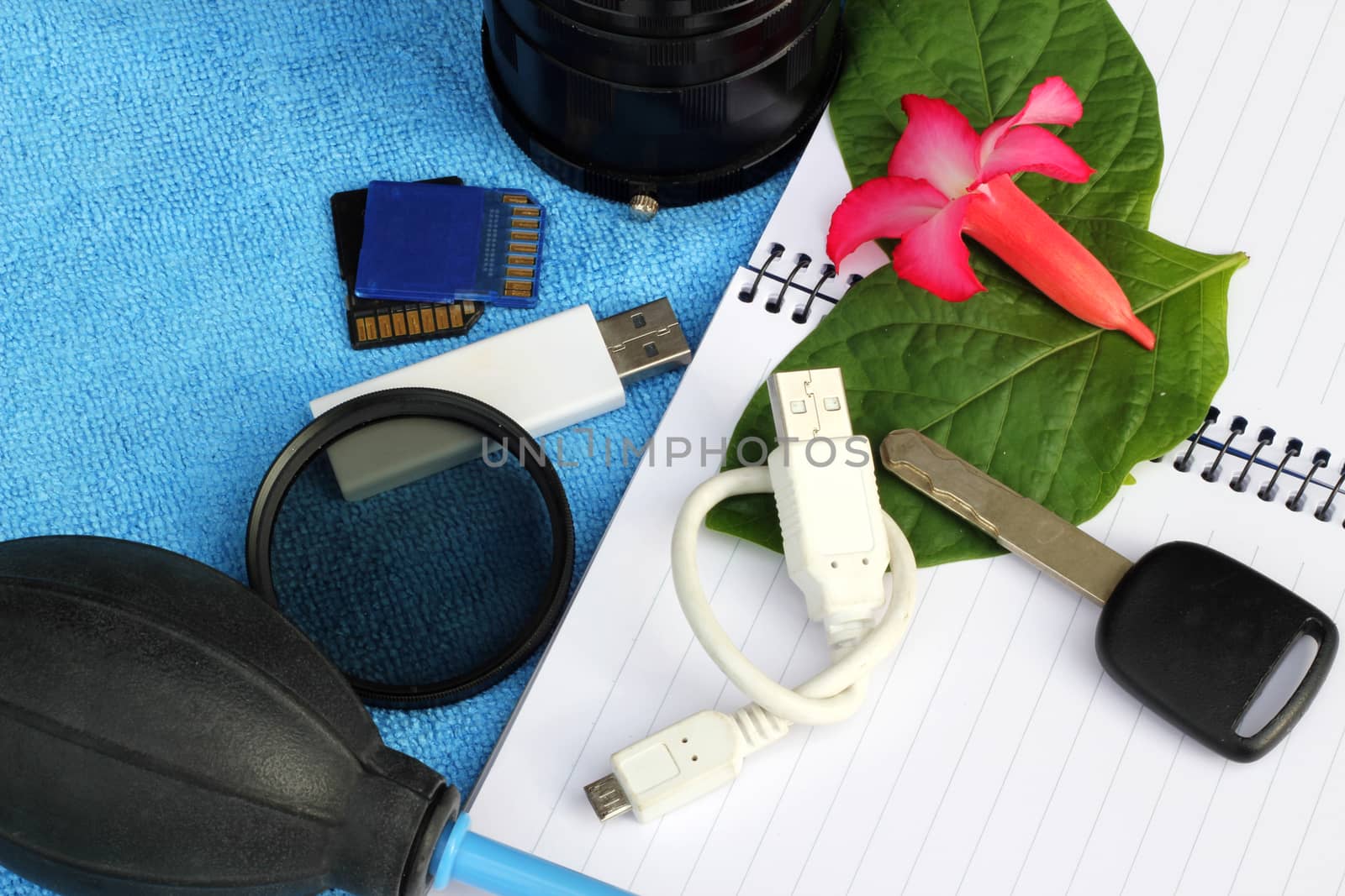 Accessories for traveler and photographer concept