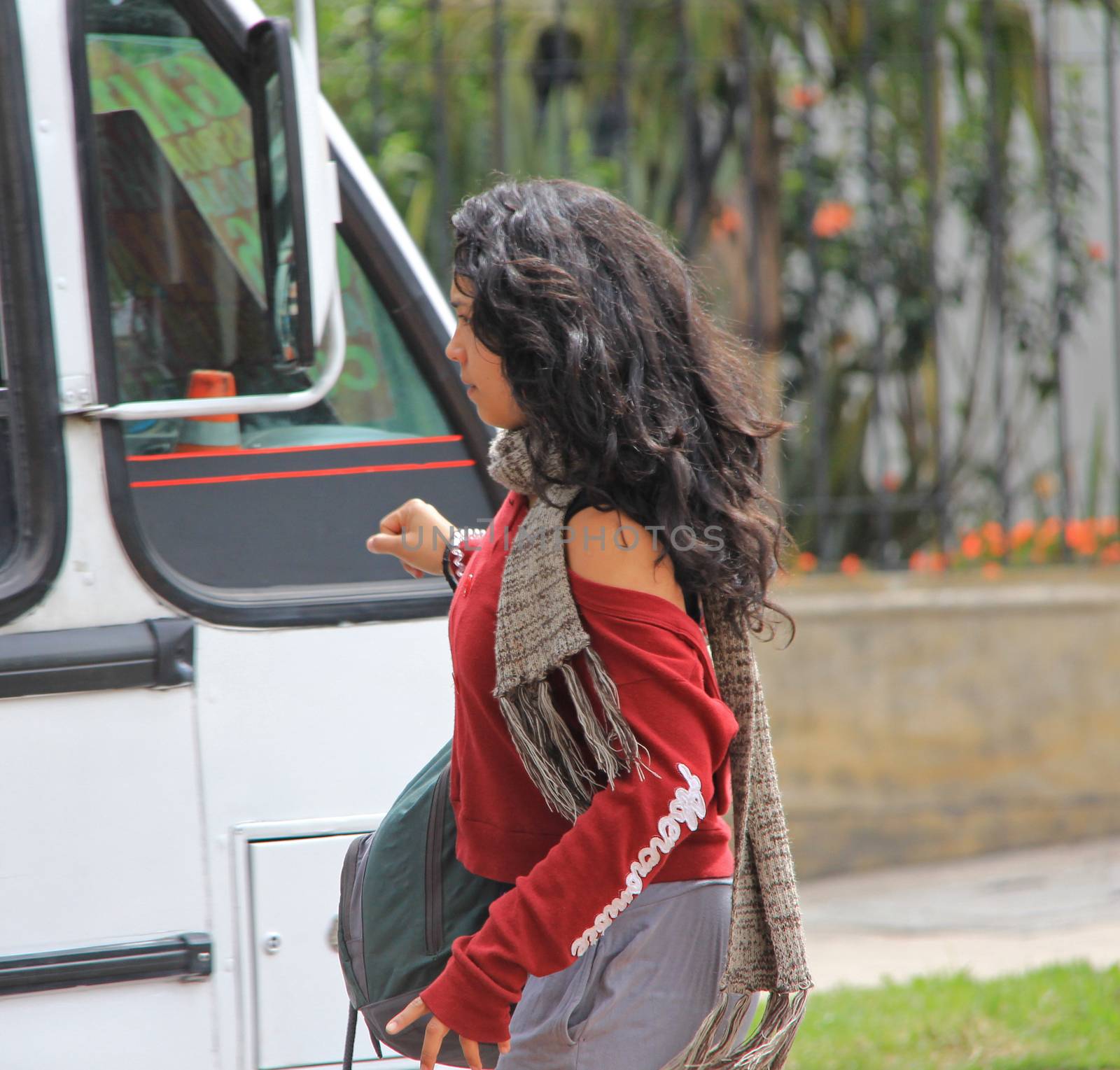 A young lady getting on a bus in Bogota, Columbia
03 May 2014
No model release
Editorial only