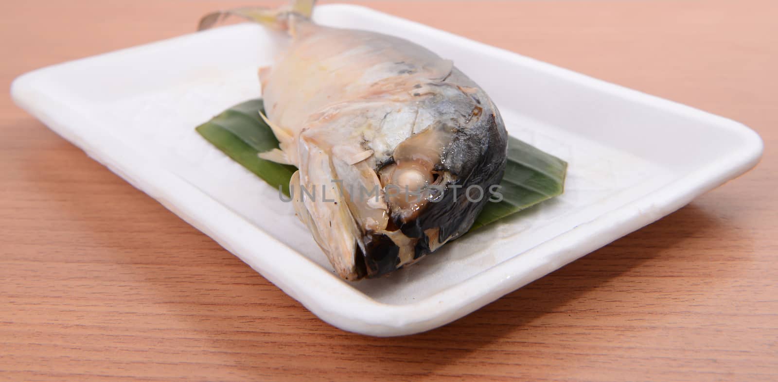 steamed mackerel in foam box