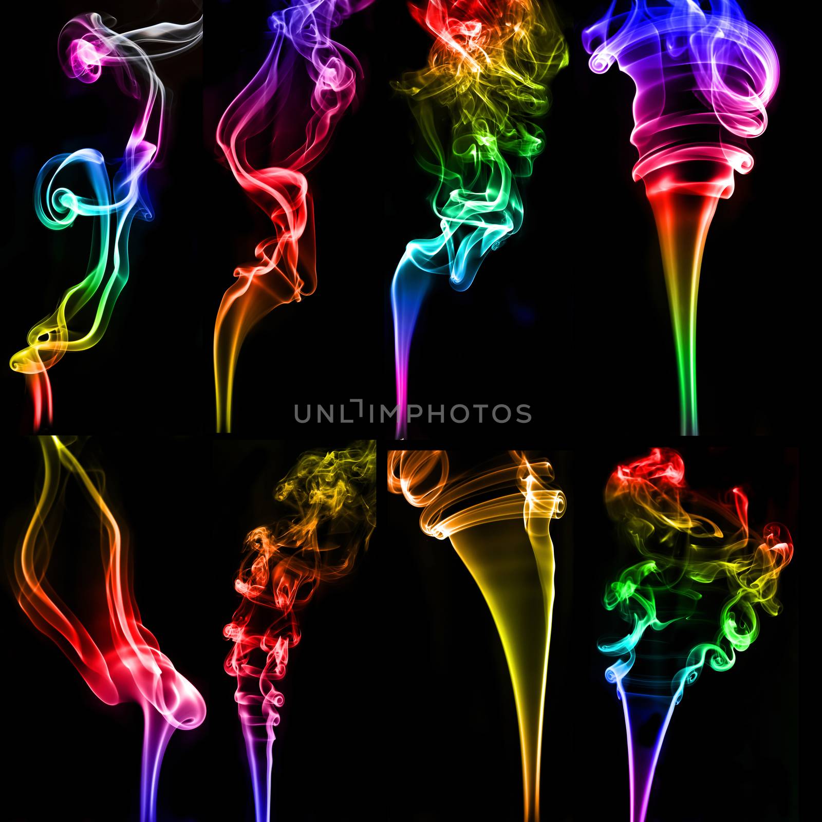 textured of colorful incense smoke on dark background