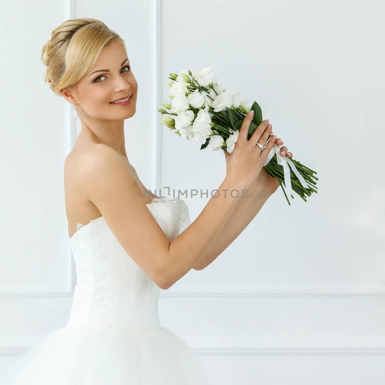 Wedding. Attractive bride with wide smile