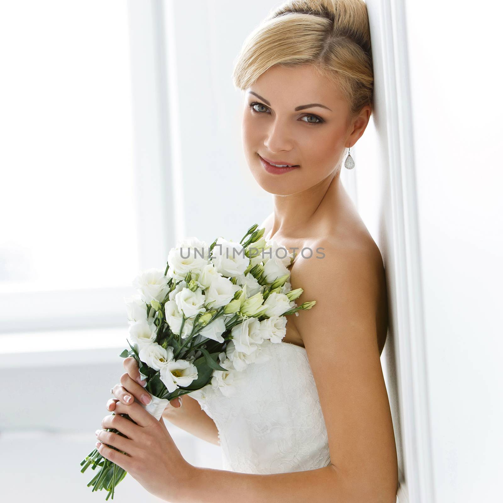 Wedding. Attractive bride with wide smile