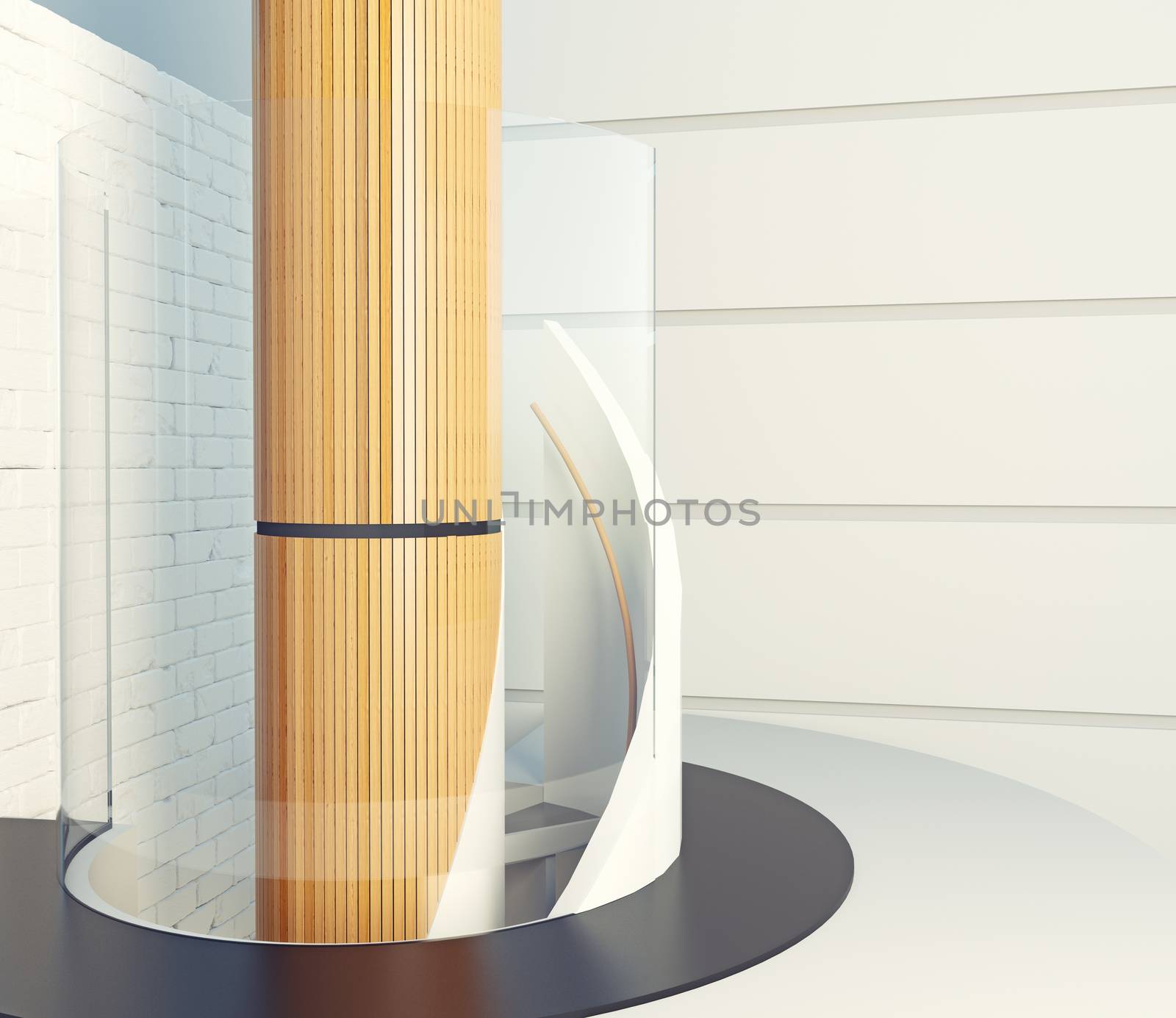 modern spiral staircase interior design. 3d concept