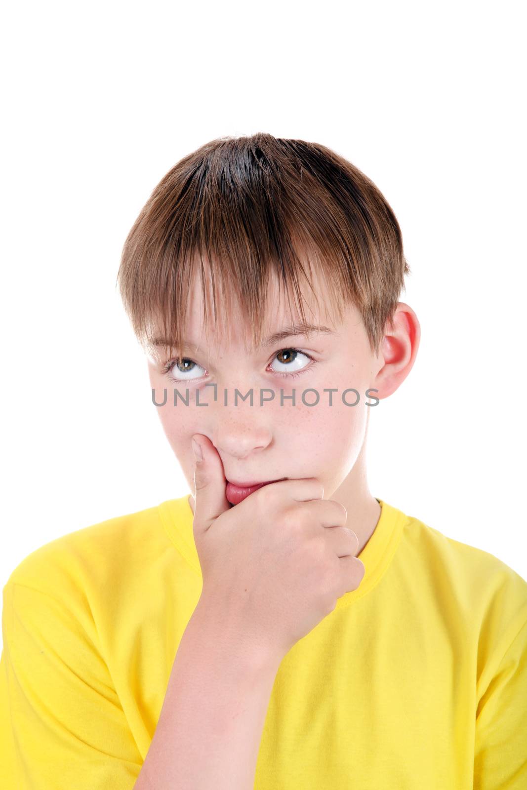 Kid thinking Isolated on the White Background