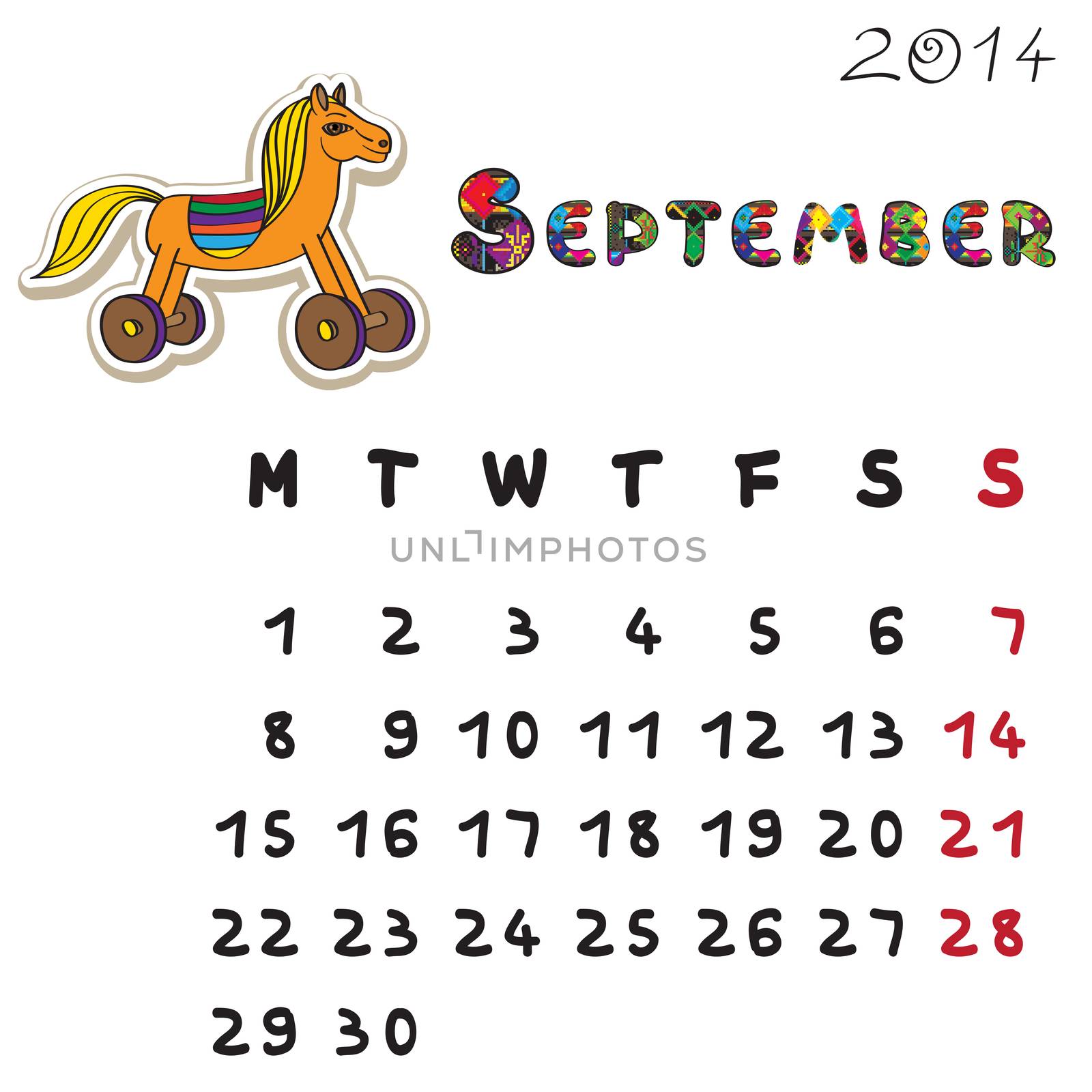 color horse calendar 2014 september by catacos