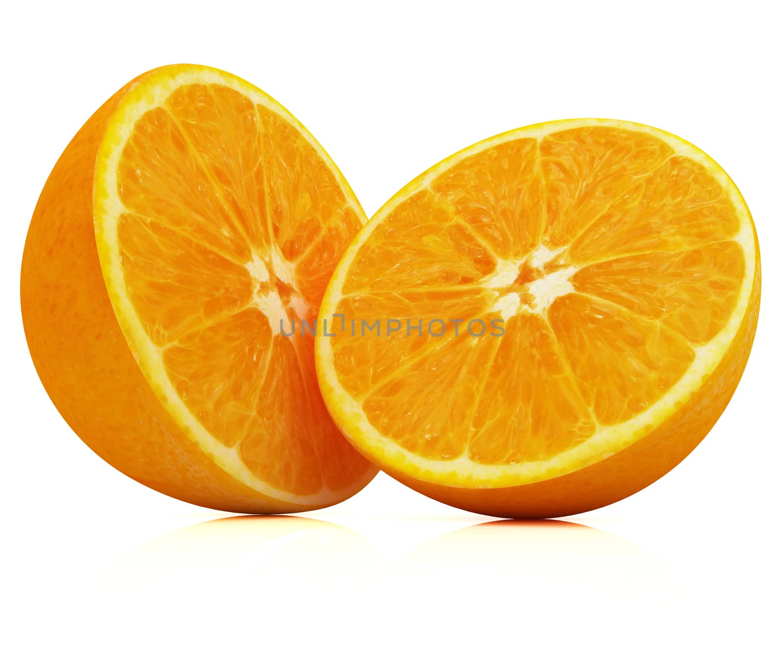 Orange fruit half on white background