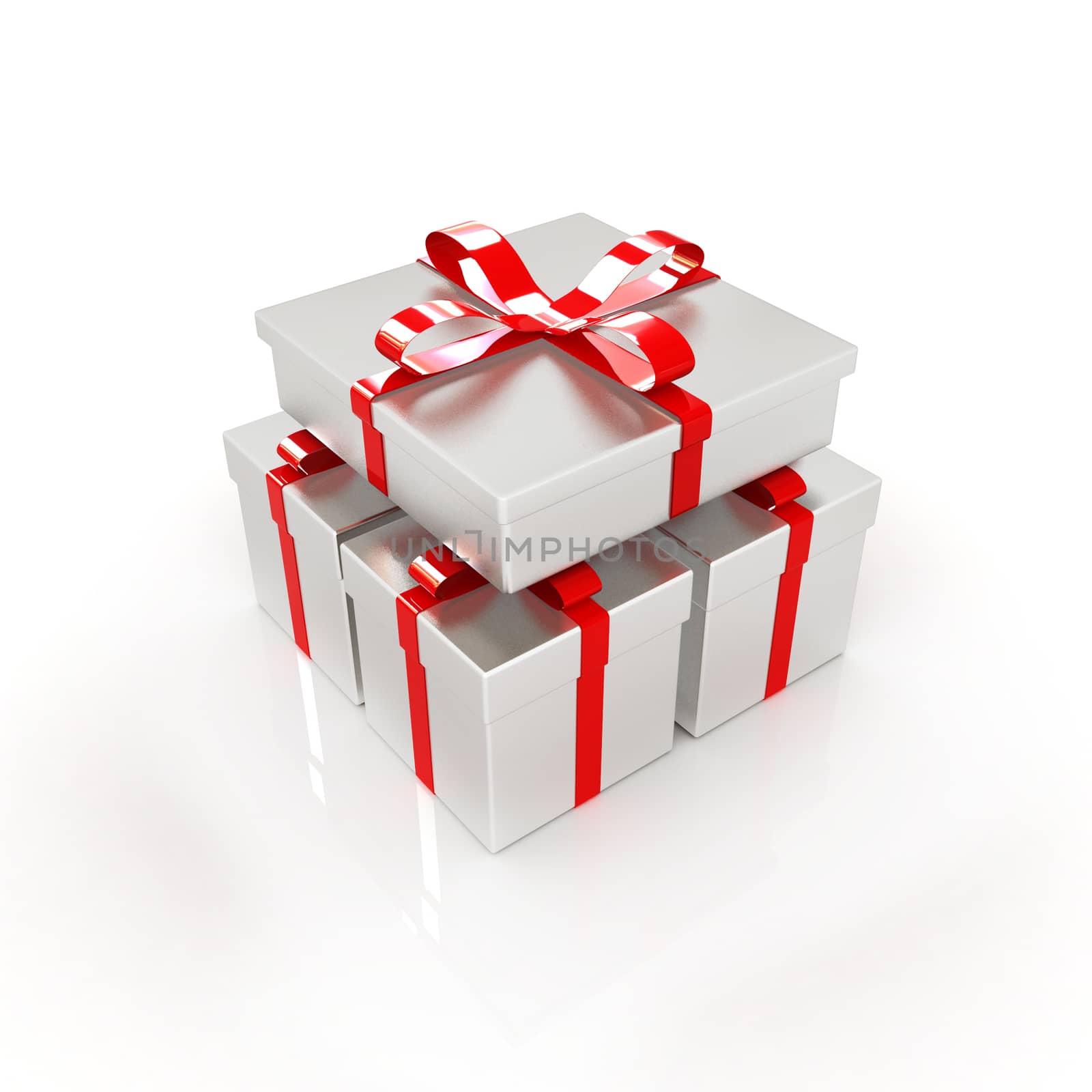 Gifts with ribbon on a white background