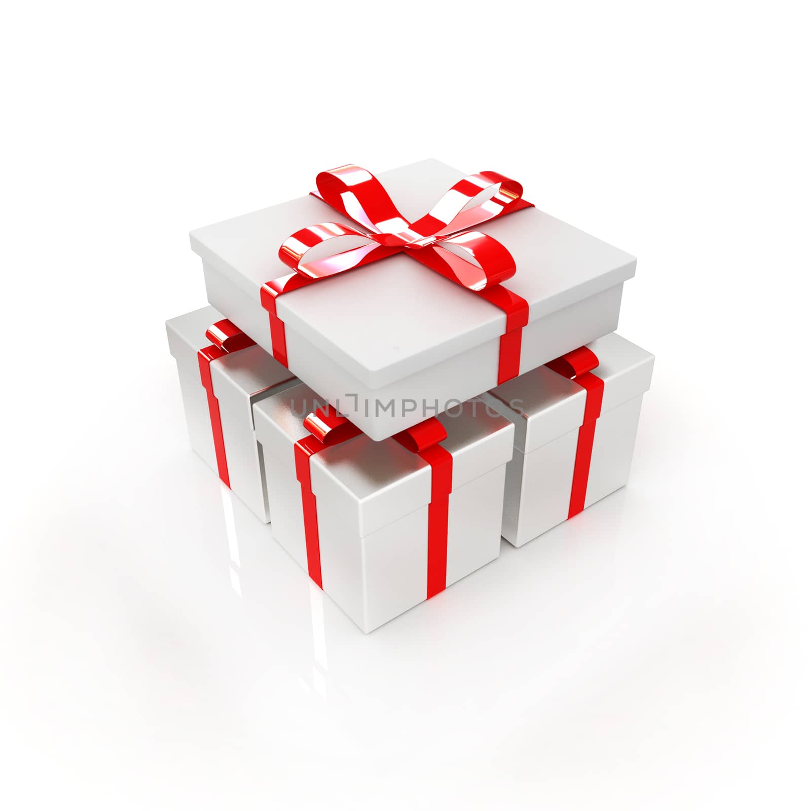 Gifts with ribbon on a white background