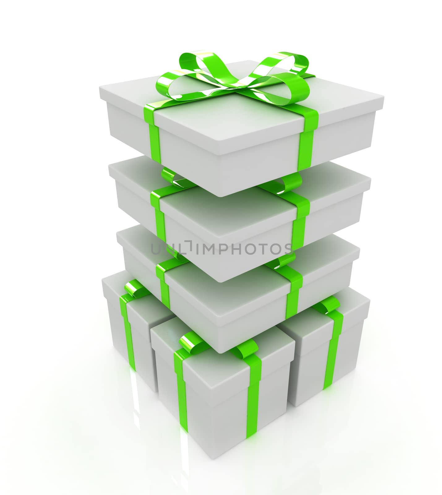 Gifts with ribbon on a white background