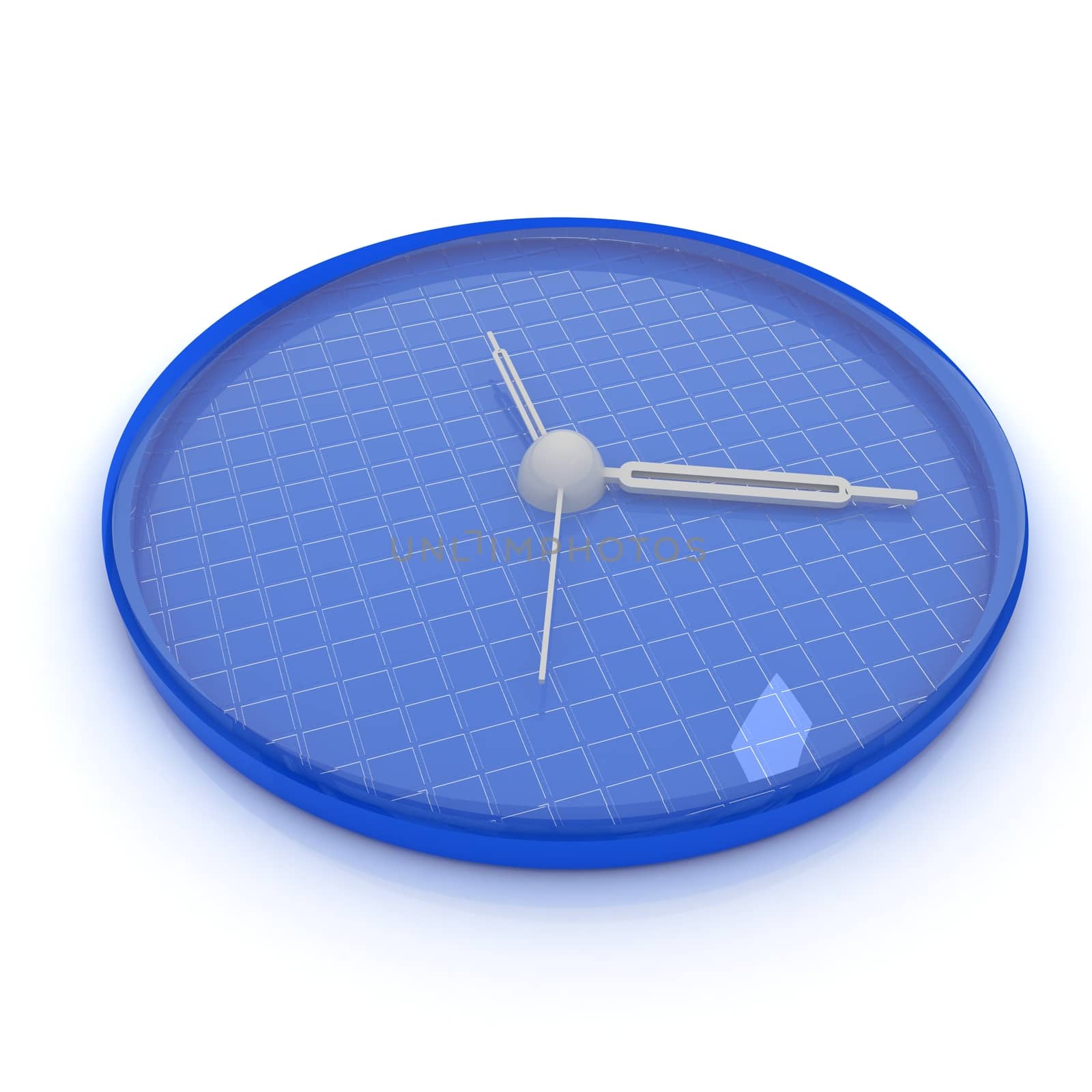 3d illustration of glossy alarm clock against white background 