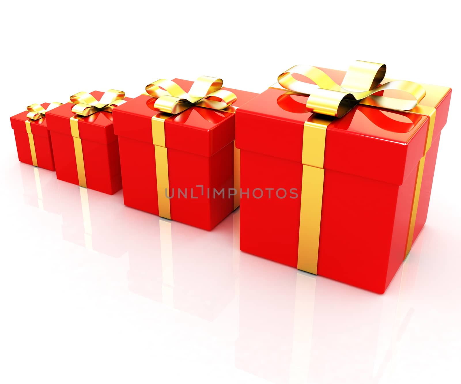 Bright christmas gifts on a white background 