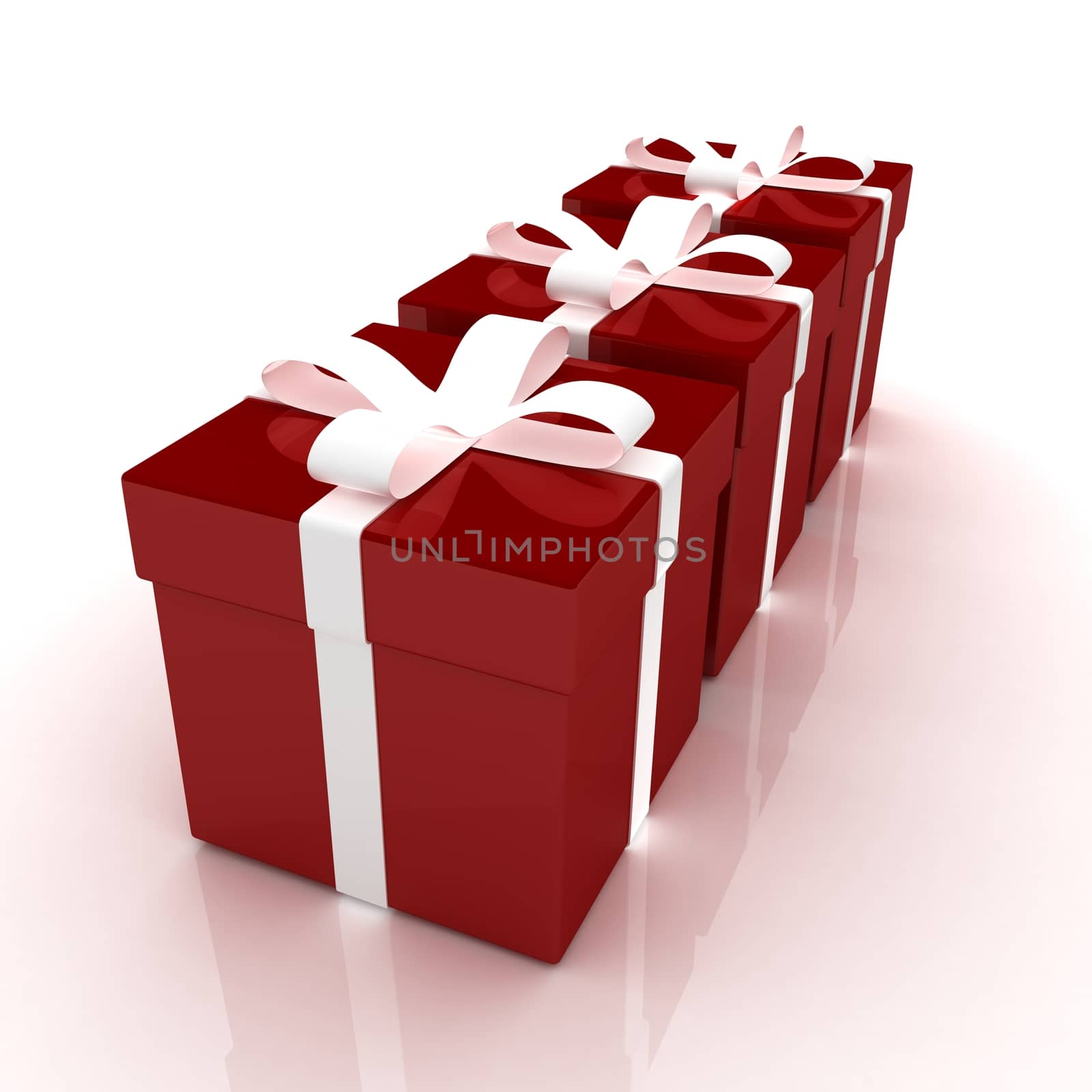 Bright christmas gifts on a white background 